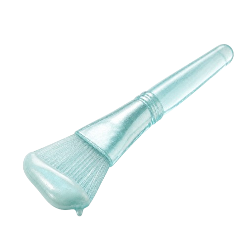 Teal glass makeup brush representing med-spa beauty treatments